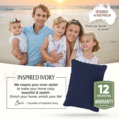 INSPIRED IVORY Navy Blue Lumbar Pillow Cover 12x20 Throw Pillow Throw Pillows