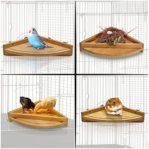 Prosumer's Choice Natural Bamboo Bird Perches Pet Feeder Tray Stand for Small Animal Cages | Birdcage Stands | Bird Stands for Avian Pets