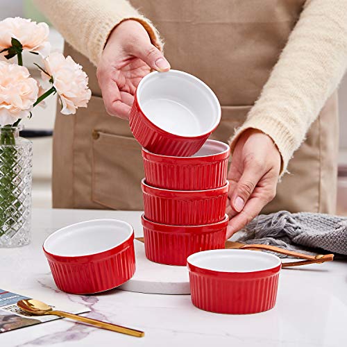 Bruntmor 4 Oz Red Ramekins Ceramic Ramekin Ceramic Serving Bowls Christmas Gift