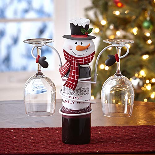 The Lakeside Collection Wine Bottle and Glass Holder Snowman