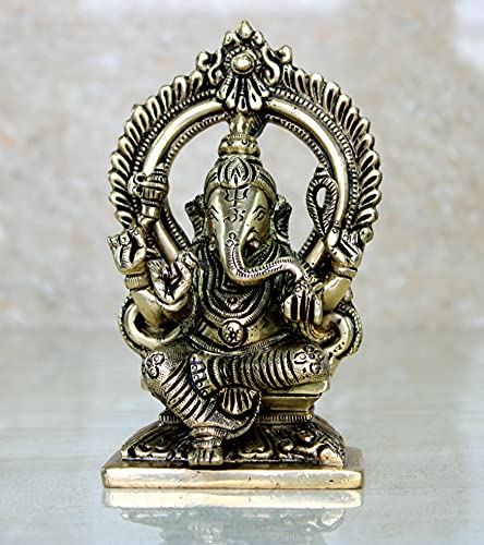 eSplanade Brass Ganesh Ganesha Ganpati Vinayak Showpiece Murti Idol Statue Sculpture - 5.75" Inches