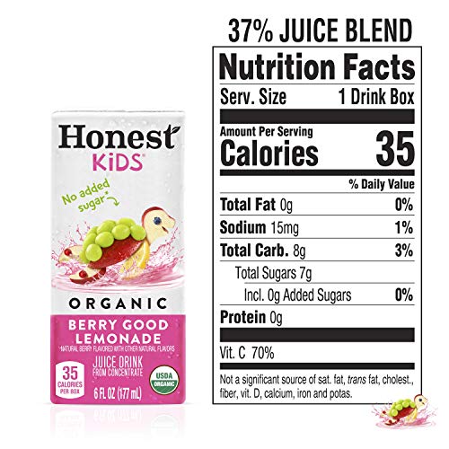 Honest Kids Berry Good Lemonade, Organic Juice Drink, 6 Fl oz Juice Boxes, Pack Of 40, Berry Lemonade, 6 Fl Oz (Pack of 40)