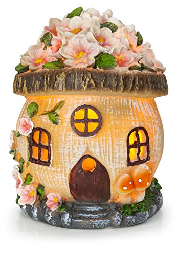 VP Home Gnome Fairy House Solar Light Outdoor decor with flickering LED light