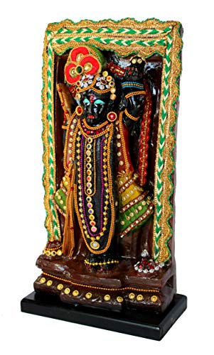 Esplanade Resin Shrinath Ji Bankebihari Krishna Statue 12.5 Inches Idols Black