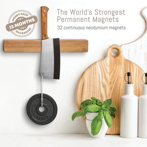 Premium 16 Inch Magnetic Knife Holder for Wall With Double Storage