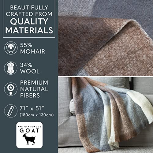 Mohair Wool Throw Blanket - 55% Mohair 34% Wool, Ultra Soft and Fluffy, Warm and Cosy Ethically Pembroke