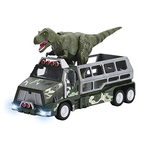 Dinosaur Transport Truck Toy Set With World Transporter and 9 Trex Dinosaur