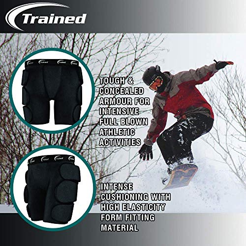 Trained Padded Protective Shorts for Snowboarding Skiing Skating Black