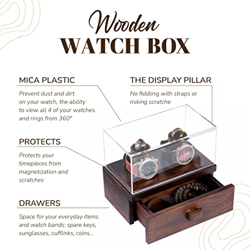 Bimoha Wooden Watch Box 2 Slot Organizer Ideal Gift Men Birthday Present for Him