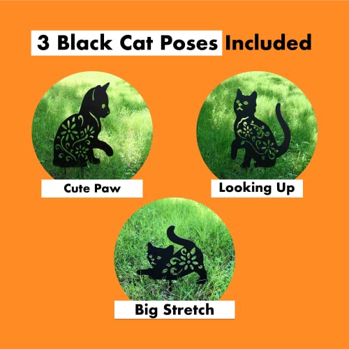 Homarden Halloween Decoration Outdoor Black Cat Statues Yard Set of 3