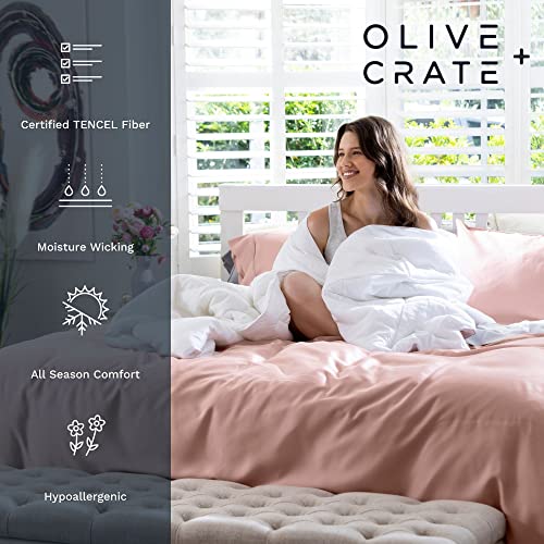 Olive + Crate Pair of 2 Eucalyptus Cooling Pillowcases Standard Size | Certified Tencel Lyocell Fiber | Cool Vegan Silk Static Free for Skin and Hair | Softer Than Cotton and Linen | Grey Mist