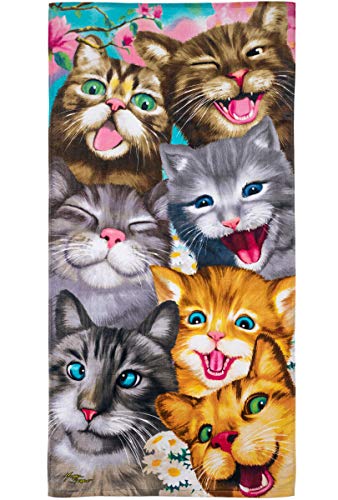 Dawhud Direct Funny Cats Selfie Beach Towel  30 x 60