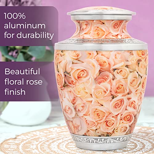 RESTAALL Pink Rose Ashes urn. Cremation urns for Human Ashes Adult Female. Decorative urns for Ashes for Humans