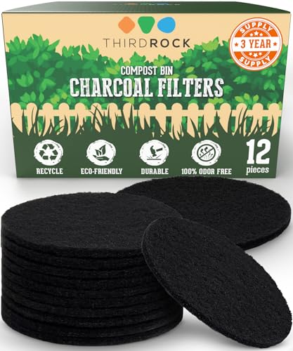3 Years Supply Charcoal Filters for Compot Bucket 12 Pack 6.5 Inches in Diameter