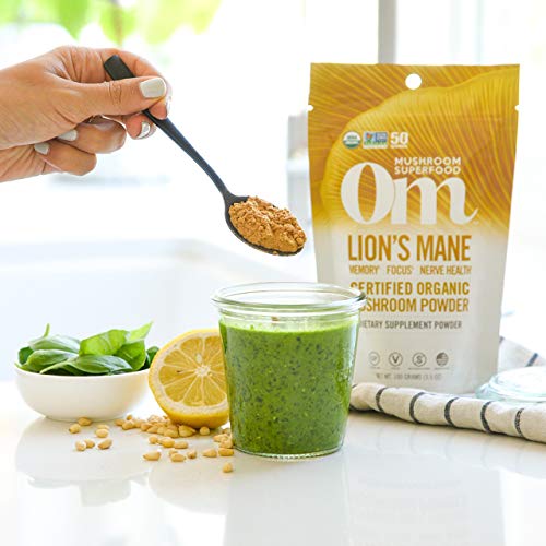 Om Mushroom Superfood Lion's Mane Organic Mushroom Powder 3.5 Oz Mood