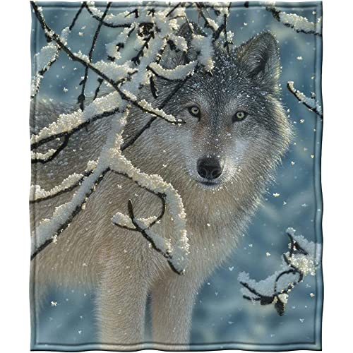 Dawhud Direct Silent Wolf Fleece Blanket for Bed 50" x 60" Broken Silence Wolf