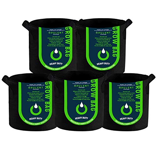OPULENT SYSTEMS 5-Pack 1 Gallon Aeration Fabric Grow Bags Black