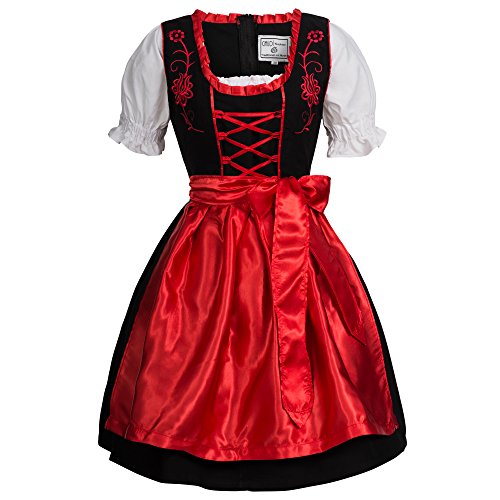 Gaudi-leathers Women's Set-3 Dirndl Pieces Embroidery 42 Red/Black