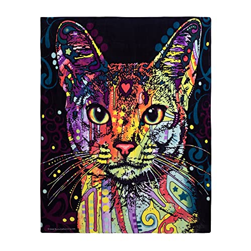 Dawhud Direct Colorful Cat Blanket 50x60 Inch Dean Russo Confident Cat