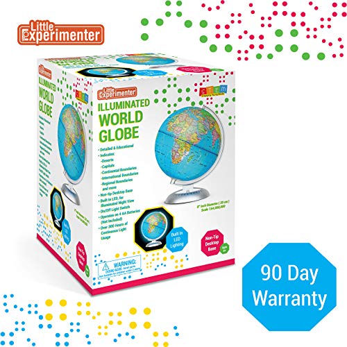 Illuminated World Globe for Kids Stand and Built in Led Night Light for Learning