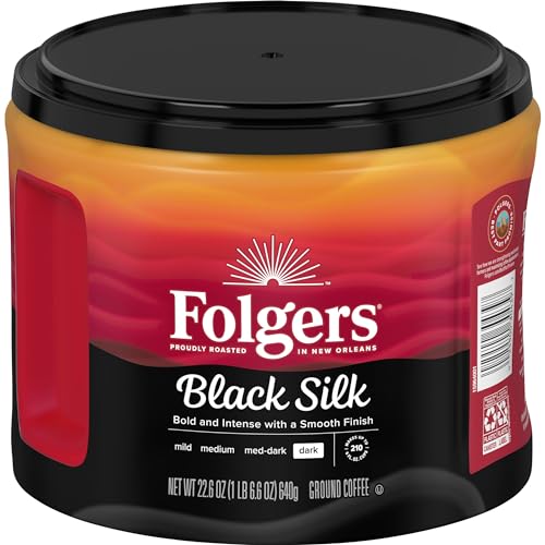 Folgers Black Silk Ground Coffee Smooth Dark Roast Coffee 22.6 Ounce Canister
