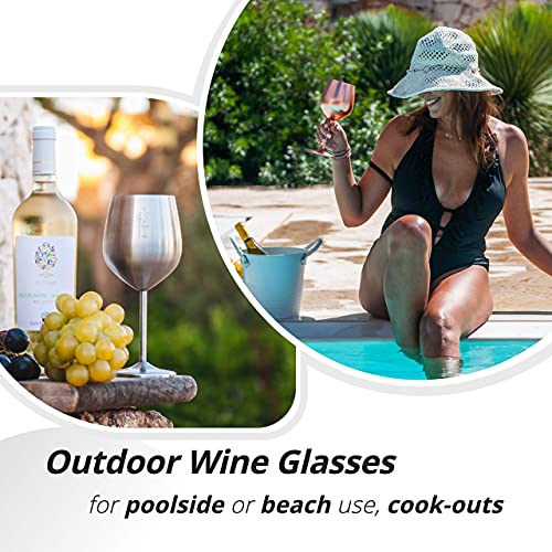 Stainless Steel Wine Glass - Cute, Unbreakable Wine Glasses for Travel,  Camping and Pool - Fancy, Unique and Cool Portable Metal Wine Glass for