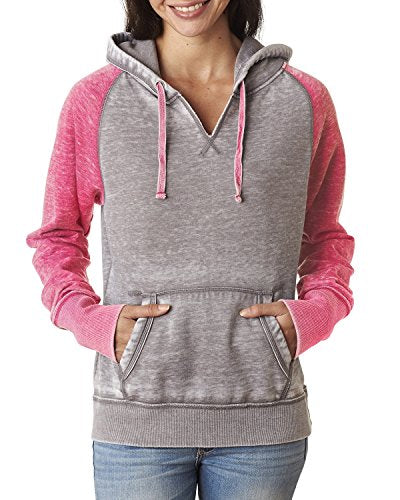 J. America Ladies Zen Contrast Pullover Hood Small