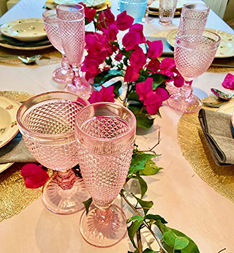 Pink Champagne Glasses, 4 Pink Toasting Glasses, Pink Glass, Pink