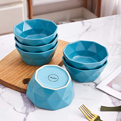 Bruntmor 13 Oz Geometric Ceramic Soup Bowl Set Turquoise