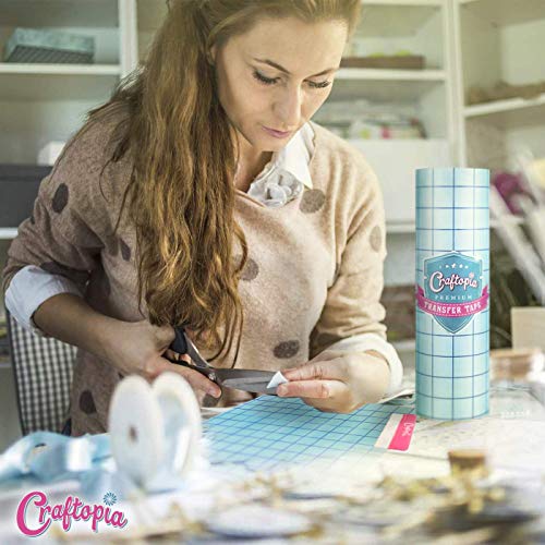 Craftopia Transfer Tape for Permanent Vinyl | 12"x12' Clear | Transfer Tape for Vinyl Roll with Blue Alignment Grid, Perfect for cricut Paper Cameo Silhouette - Premium Quality (Made in USA)