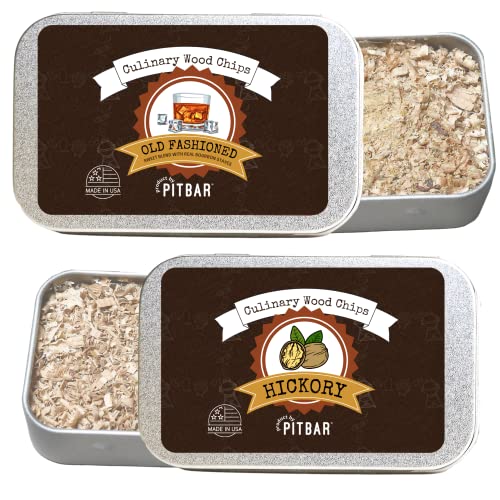 Fine Wood Chips 4oz tin | Hickory Wood & Old Fashioned Blend for Cold Smoking | Cocktail Smoker | Wood Chips for Drinks, Whiskey, Bourbon | Smoked Old Fashioned | Smoke Food Cheese | Drink Smoker Kit | Whiskey Smoker Infuser Kit (Wood Chips)
