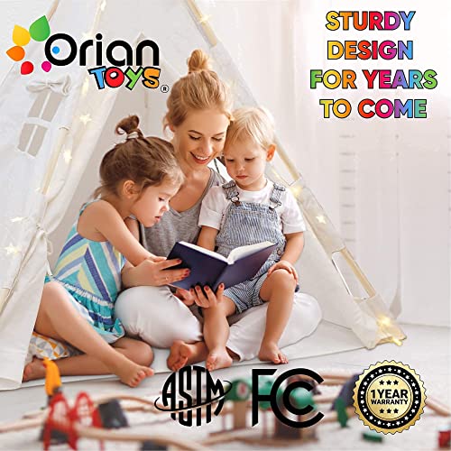 Orian Toys Teepee Tent for Kids: Child’s Indoor Outdoor Canvas Fairytale Tipi Playroom, LED Star Lights, Easy Assembly, 59 by 45 Inches, Ages 3+