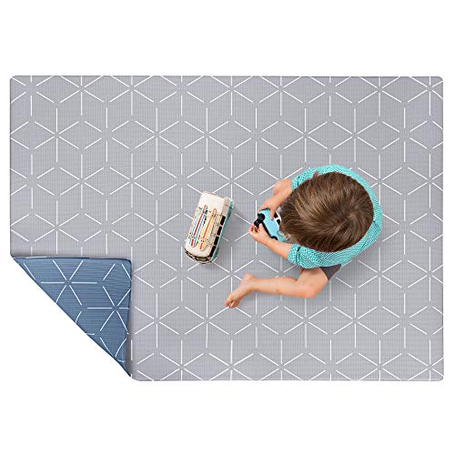 Baby Play Mat for Infants | One-Piece Reversible Foam Floor Mat | Eco-Friendly | Extra Soft | Thick | Non-Toxic | Toddlers | Kids (Dusty Blue/Gray Storm, Small 55” x 39”)