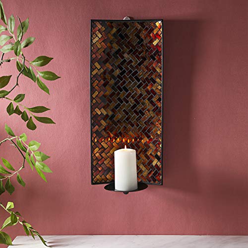 2 Pack Wall Candle Holders Decorative Autumn Leaves Metal Candle Holder