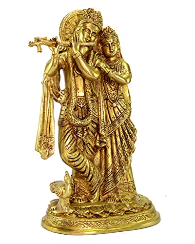 Esplanade Brass Radha Krishna Murti Idol Statue Sculpture 12 Inches Pooja Idols