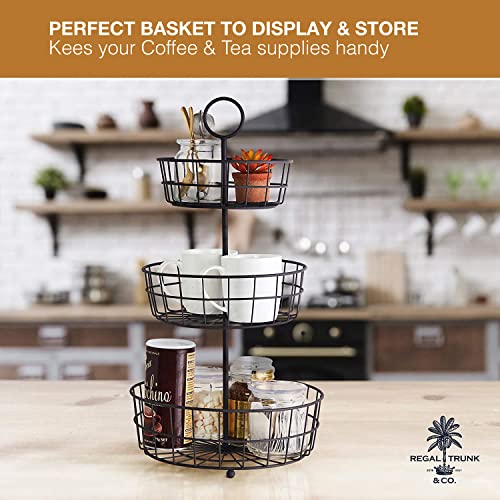 TRUNK & CO 3 Tier Fruit Basket - French Country Wire Baskets by REGAL Matt Brown