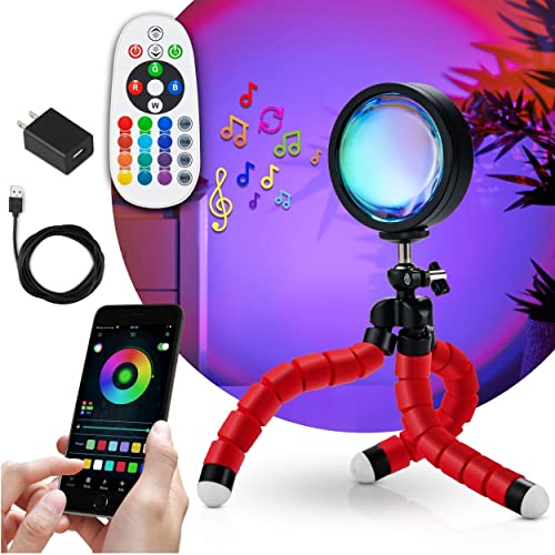 C&Berg Sunset Lamp 16 Color LED 360° Rotation App Remote Control Red