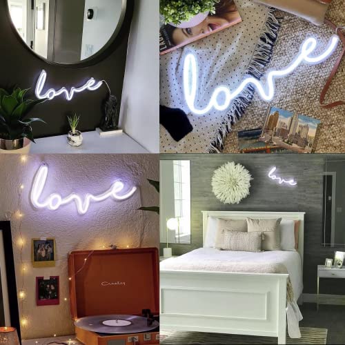 Amped Co Love Led Neon Light 18x9 Wall Decor White Letters for Wall Love Text