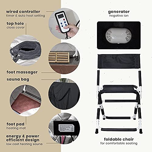BB BROTHER BROTHER Low EMF Oversize Portable Indoor Infrared Sauna with Negative Ion for Detox, Relaxation Better Sleep, No Need to Bend Down to Fit, Home Spa with 9 Accessories (Silver)