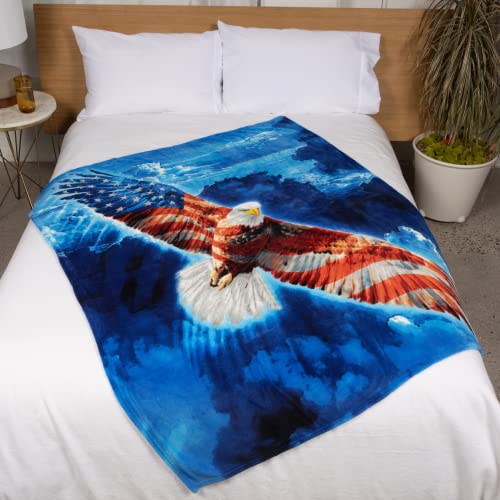 Dawhud Direct American Eagle Fleece Blanket 50x60 Inch Soft Plush Throw