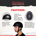 Daytona Helmets Motorcycle Half Helmet Skull Cap Dull Black W/visor 100% Dot Approved