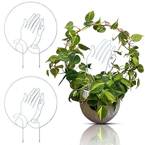 PlantPin Metal Trellis 2 Pack for Potted Plants White 16.96x13.75 Inch