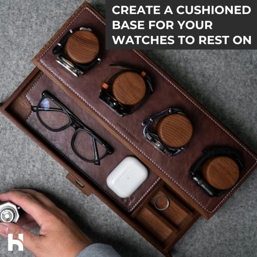 Holme & Hadfield Watch Case Vegan Leather Padding - Rustic Brown - Watch Display Case Padding and Drawer Insert - Padding Accessory Only (Watch Box Not Included)