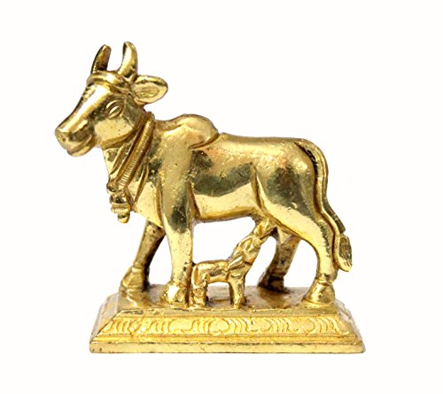 StonKraft Brass Kamdhenu Kamadhenu Idol Murti Statue 2.5 Inches
