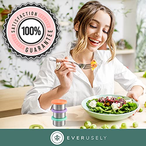 Everusely Mini 3x1.5oz Leakproof Salad Dressing Container To Go, Stainless  Steel Small Condiment Containers with Lids, For Lunch Box,Dressing Cups