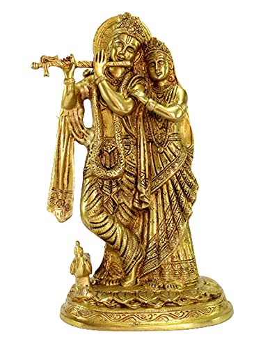 Esplanade Brass Radha Krishna Murti Idol Statue Sculpture 12 Inches Pooja Idols