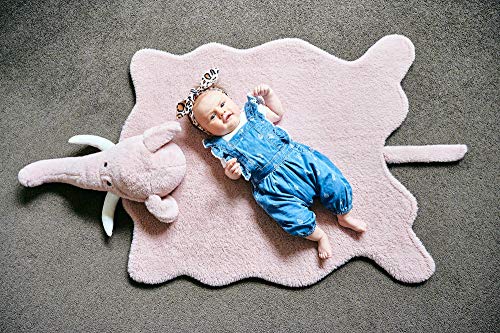 Room & Bloom Animal Rug Kids Baby Mat Tummy Time Play Mats Childrens Room (Elephant Baby Stuff) Floor Playroom Playmat Infants Toddlers Fluffy Padded Plush Belly Blanket Jungle Nursery Decor Boy Girl