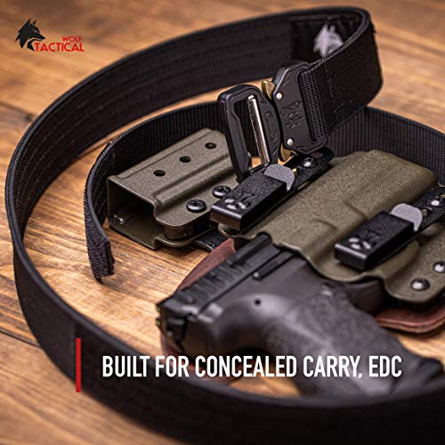 WOLF TACTICAL Heavy Duty Quick-Release EDC Belt - Stiffened 2-Ply 1.5” Nylon Gun Belt for Concealed Carry Holsters