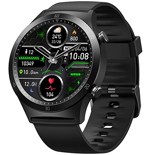 TRANYA S2 Smart Watch with All Day Heart Rate Blood Oxygen Sleep Monitor, 3ATM Waterproof Fitness Tracker, 25 Sports Modes Smartwatch for Android and iOS Phones, Sport Watch for Men Women Black