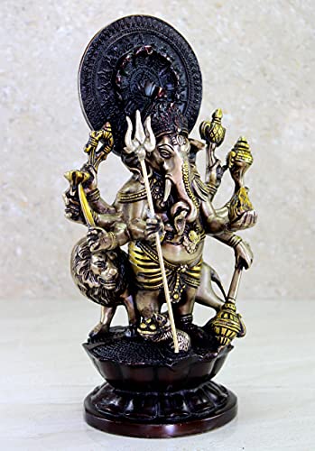 eSplanade Brass Heramba Ganapati Statue - 11.75 inches Home Decor Ganesh Ganesha Ganapathi Murti Idol